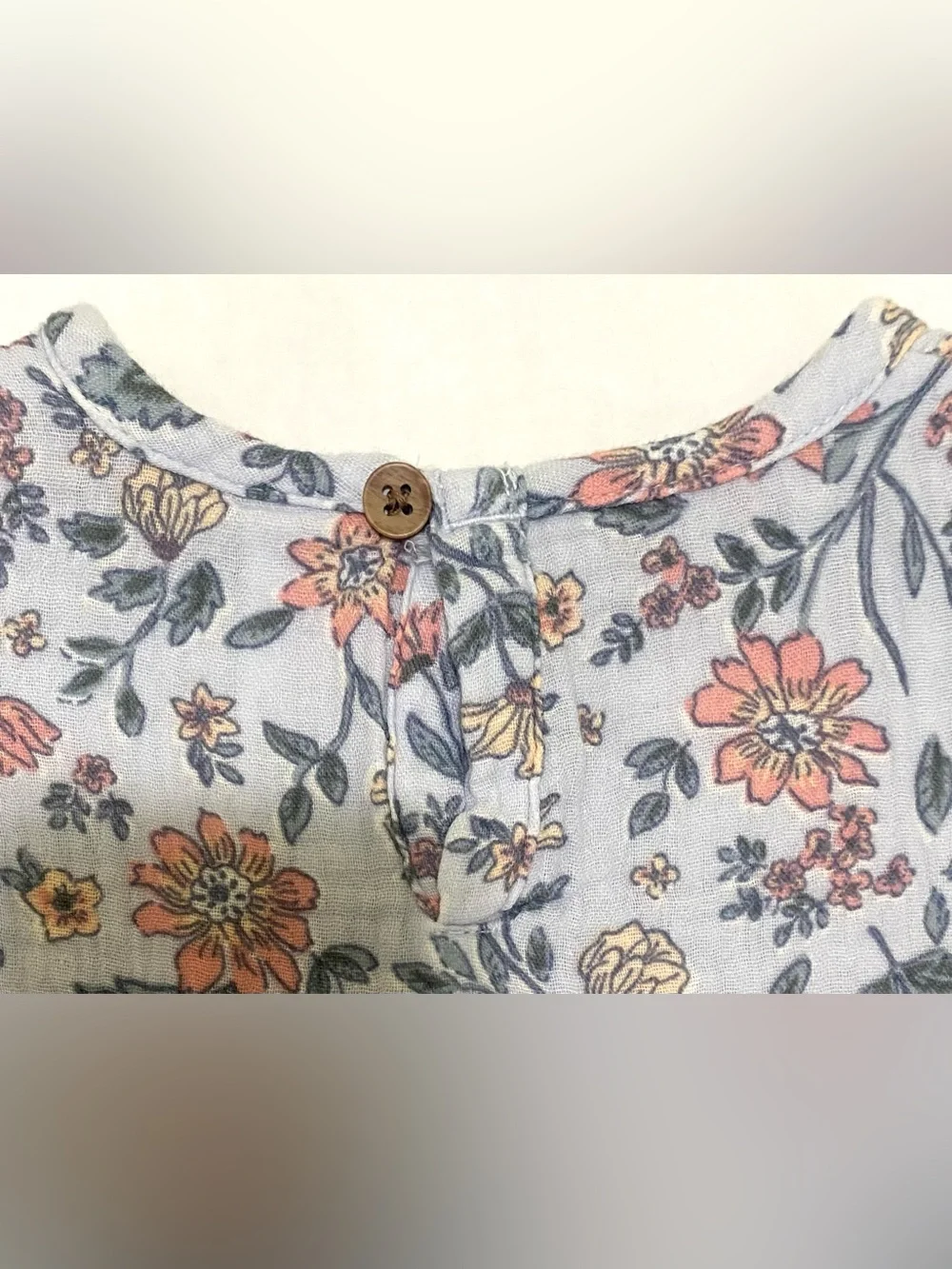 Modern Moments Girls 2T Blue Floral Cotton Smocked Dress Boho Cottagecore Comfy